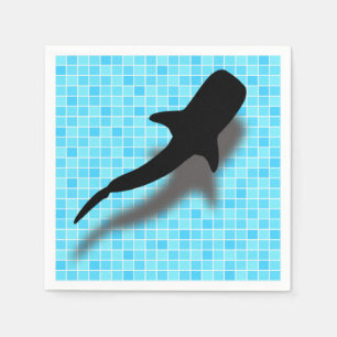 Serviette En Papier Silhouette requin baleine dans la piscine