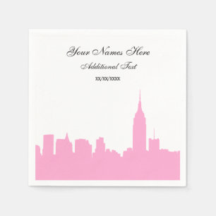 Serviette En Papier Silhouette Skyline NYC rose, ESB
