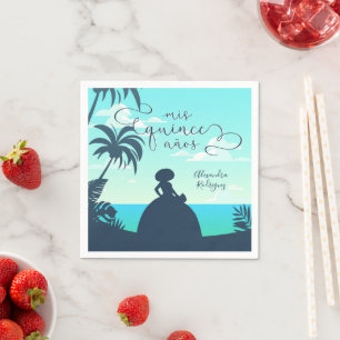 Serviette En Papier Silhouette tropicale Charro Quinceanera