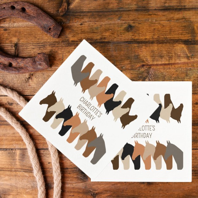 Serviette En Papier Silhouettes Cheval Personnalisé Anniversaire (Créateur téléchargé)