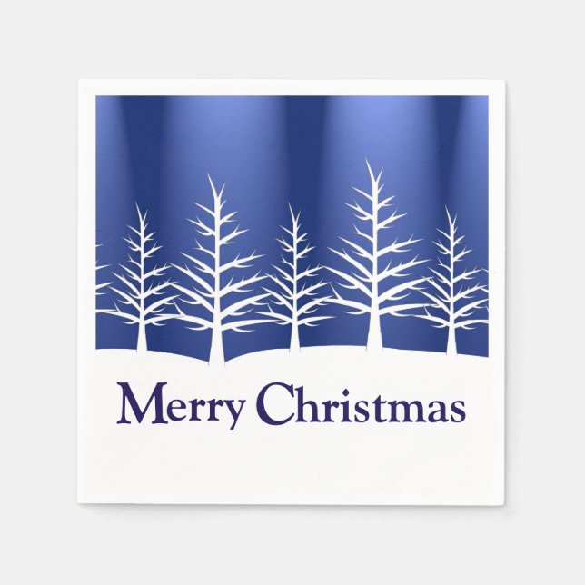 Serviette En Papier Silhouettes d'arbre blanc Noël élégant (Devant)