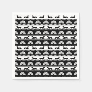 Serviette En Papier Silhouettes Gris Noir Blanc Art Déco Ventilateur
