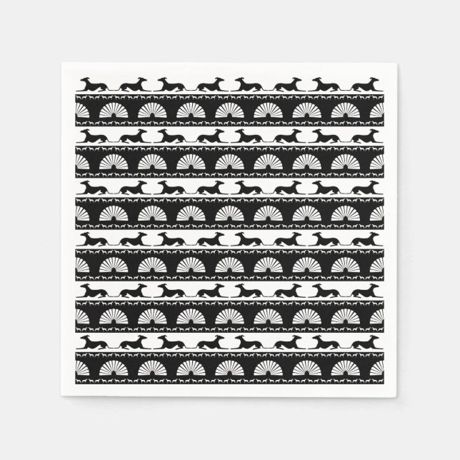 Serviette En Papier Silhouettes Gris Noir Blanc Art Déco Ventilateur (Devant)
