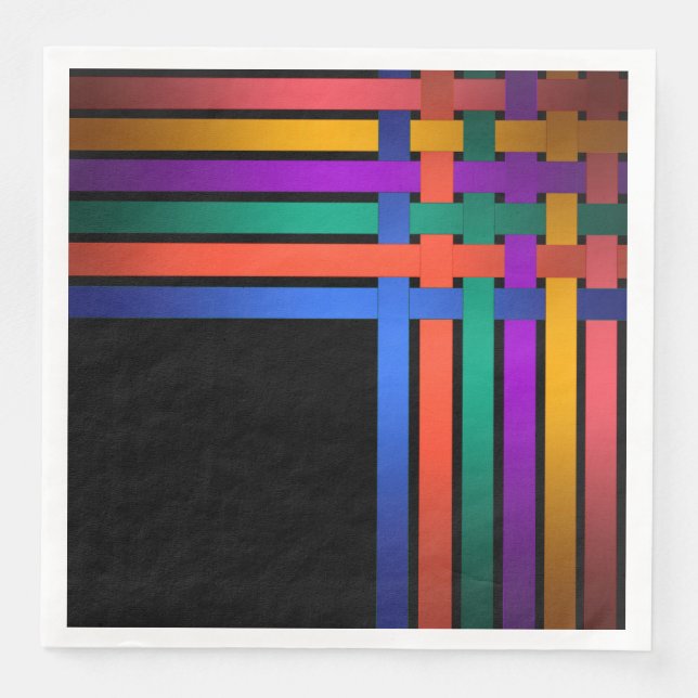 Serviette En Papier Silk ribbons lines black background pattern (Devant)