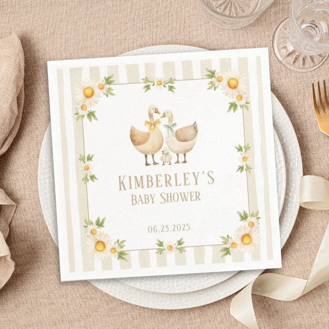 Serviette En Papier Silly Little Goose Gender Neutral Baby Shower (Créateur téléchargé)