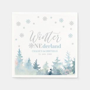 Serviette En Papier Silver & Blue Boy Winter Onederland 1er anniversai