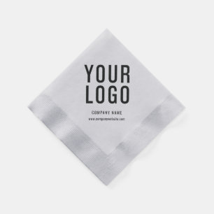 Serviette En Papier Silver Business Logo Minimalist Company Event