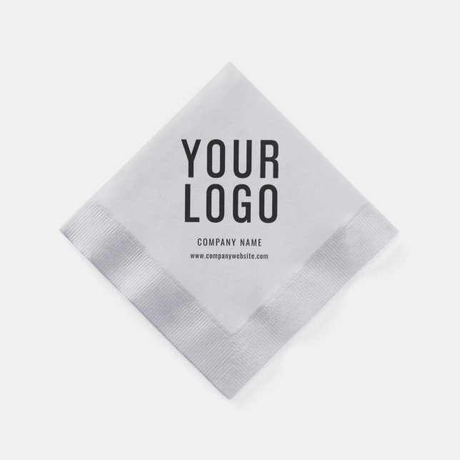 Serviette En Papier Silver Business Logo Minimalist Company Event (Coin)
