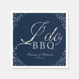 Serviette En Papier Silver Confetti Marine I Do BBQ