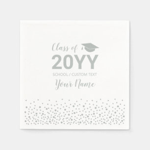 Serviette En Papier Silver Confetti Moderne Graduation Party