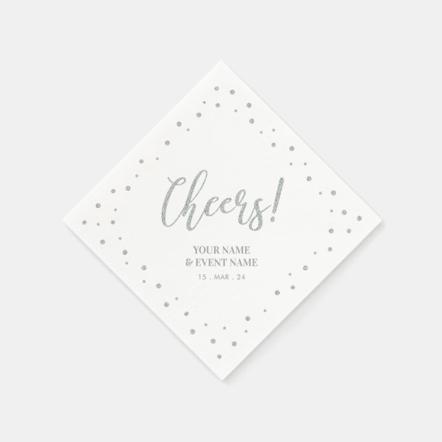 Serviette En Papier Silver Elegant Classic Salue Toutes Les Occasions  (Coin)