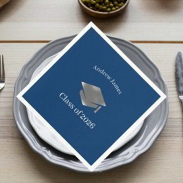 Serviette En Papier  Silver Graduation Cap -Class of 2026= no2