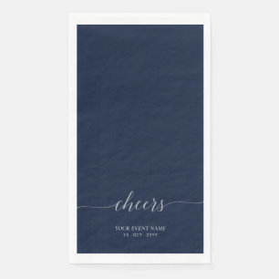 Serviette En Papier Silver & Navy Elegant Script Salue Event Party