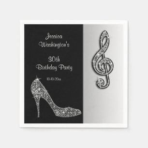 Serviette En Papier Silver Stiletto & Treble Cleft Anniversaire