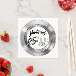Serviette En Papier Silver Vinyl Record Retro 25e anniversaire fête