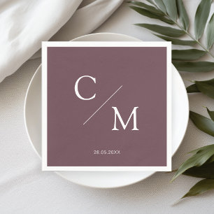 Serviette En Papier Simpel Élégant Monogramme Brun Plum