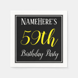 Serviette En Papier Simple, 59e fête d'anniversaire avec nom personnal