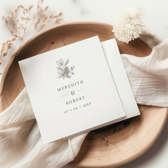 Serviette En Papier Simple Acorns & Pinecone Fall Wedding Names (Créateur téléchargé)