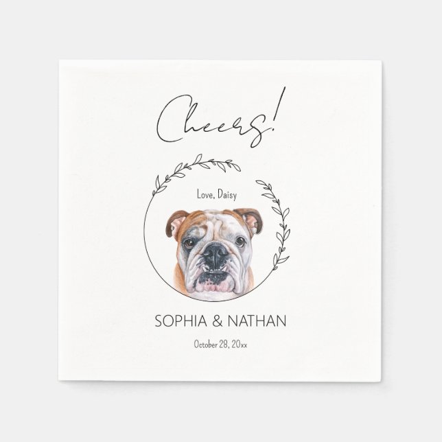 Serviette En Papier Simple anglais Bulldog Mariage Cocktail (Devant)