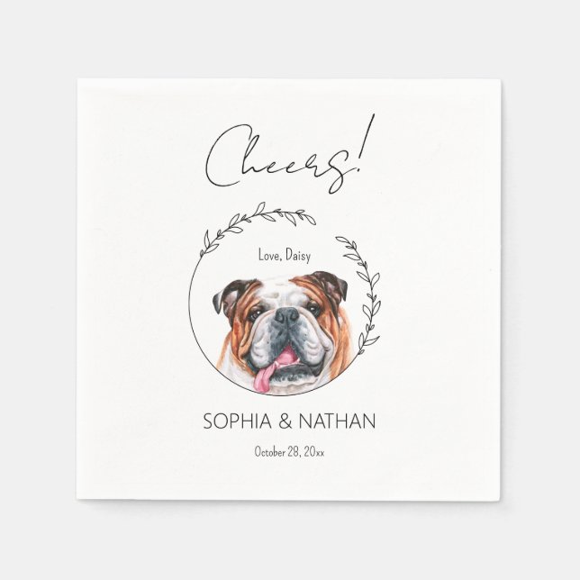 Serviette En Papier Simple anglais Bulldog Mariage Cocktail (Devant)