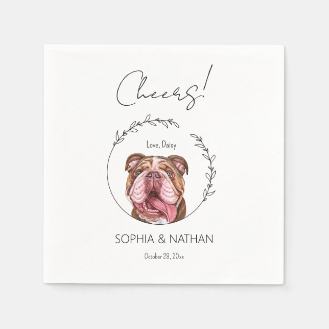 Serviette En Papier Simple anglais Bulldog Mariage Cocktail (Devant)