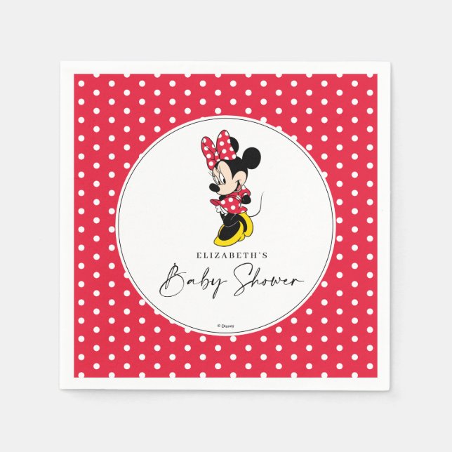 Serviette En Papier Simple Baby shower Minnie Mouse moderne (Devant)