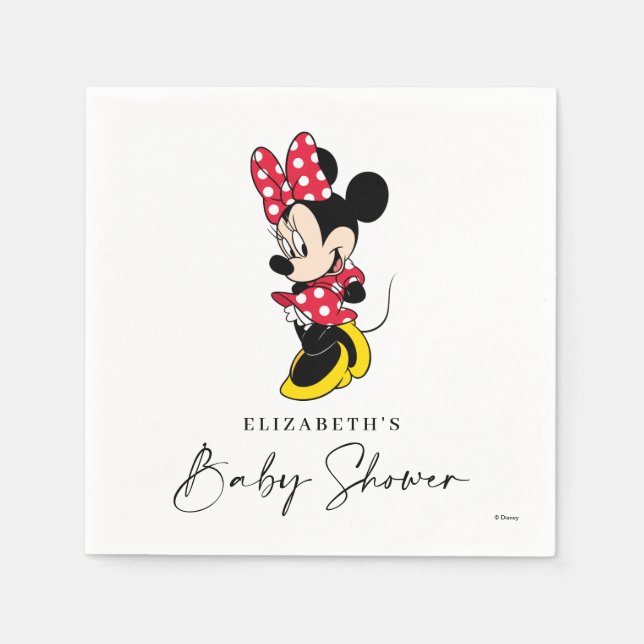 Serviette En Papier Simple Baby shower Minnie Mouse moderne (Devant)