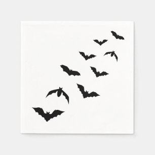 Serviette En Papier Simple Black Halloween Bats Silhouette Design