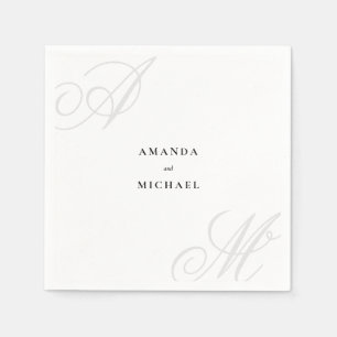 Serviette En Papier Simple blanc moderne Edge élégant Mariage Monogram
