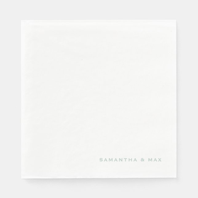 Serviette En Papier Simple Blanc Seafoam Couple Names Déjeuner (Devant)