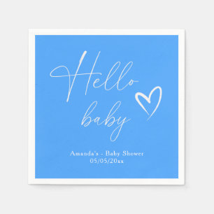 Serviette En Papier Simple bleu minimaliste Bonjour bébé