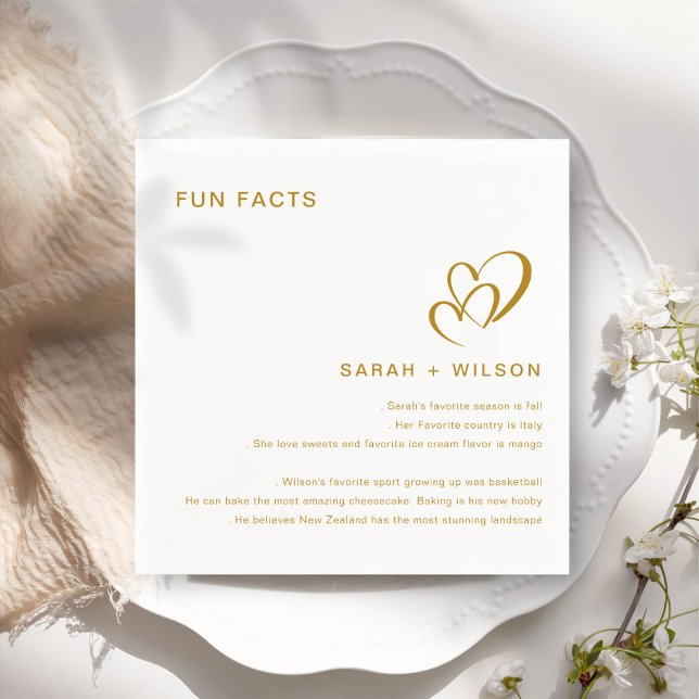 Serviette En Papier Simple Blush Heart Mariage Fun Facts (Créateur téléchargé)