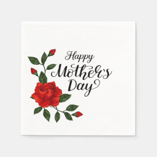 Serviette En Papier Simple Bonne Fête des Mères Floral Calligraphie