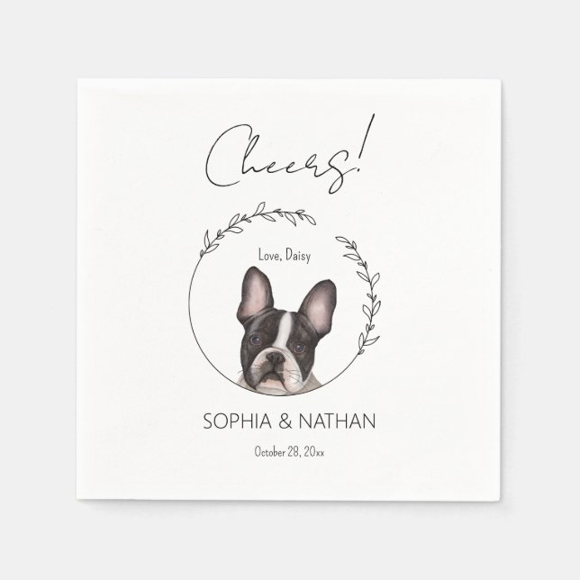 Serviette En Papier Simple Boston Terrier Chien Mariage Cocktail (Devant)