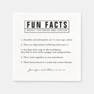 Serviette En Papier Simple Bride Minimale & Groom Fun Facts Papier ros