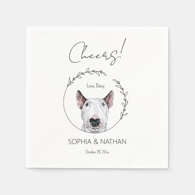Serviette En Papier Simple Bull Terrier Mariage Cocktail (Devant)