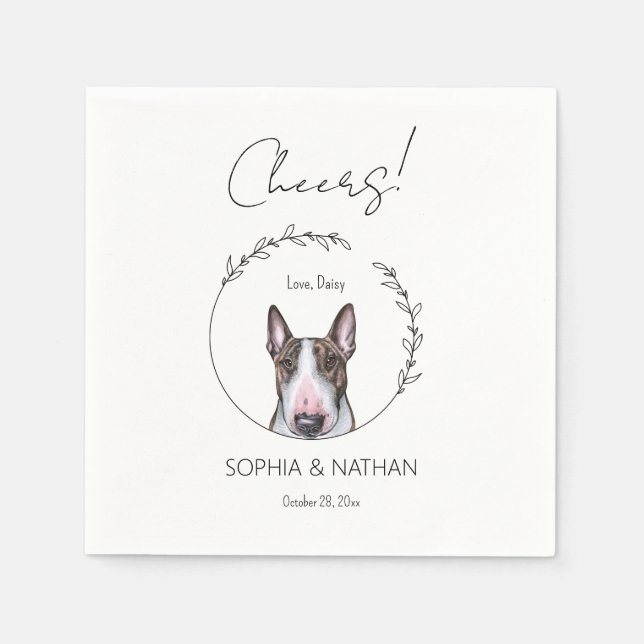 Serviette En Papier Simple Bull Terrier Mariage Cocktail (Devant)