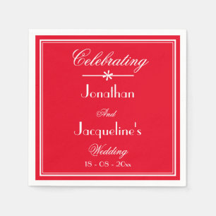 Serviette En Papier Simple Chic Script Romantique Rouge Mariage papier