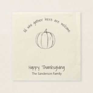 Serviette En Papier Simple Citrouille De Thanksgiving Tous Ceux Qui Se