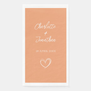 Serviette En Papier Simple Coeur personnalisé Apricot Mariage papier i