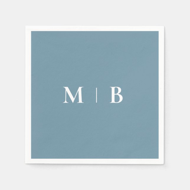Serviette En Papier Simple Contemporary Monogram Blue Cocktail (Devant)