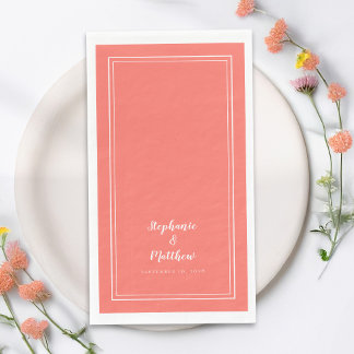 Serviette En Papier Simple Coral Moderne Minimaliste Mariage Dîner