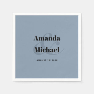Serviette En Papier Simple Dusty bleu moderne minimaliste Mariage