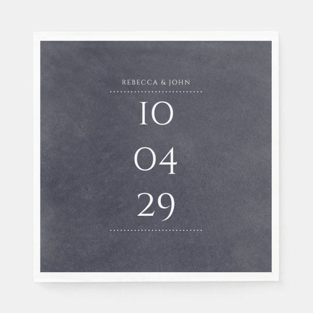 Serviette En Papier Simple Elegant Chalkboard - Mariage de date spécia (Devant)