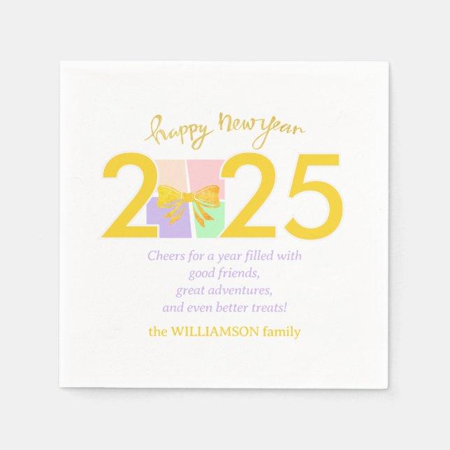 Serviette En Papier Simple Elegant Christmas New Year Gift Box Bow (Devant)