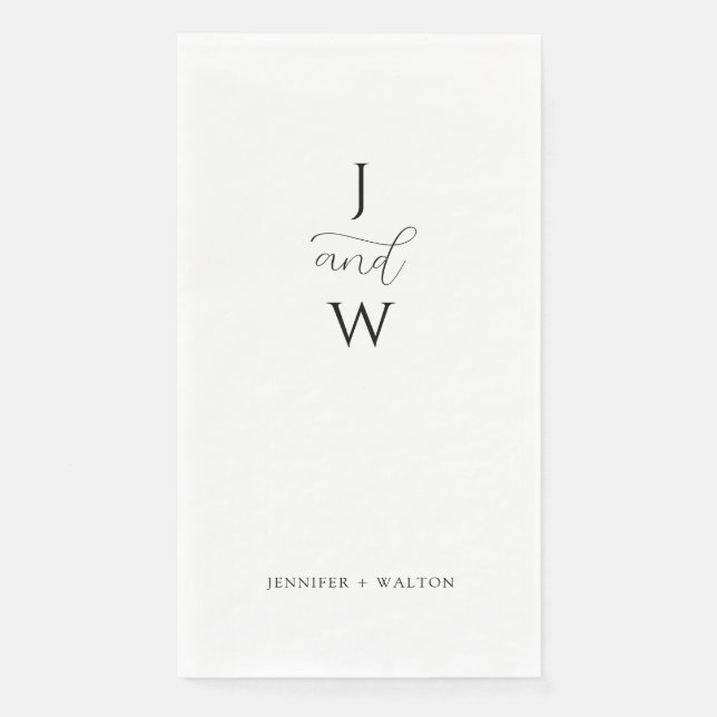 Serviette En Papier Simple Élégant mariage blanc (Devant)
