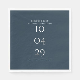 Serviette En Papier Simple Elegant Mariage de date spéciale de minuit