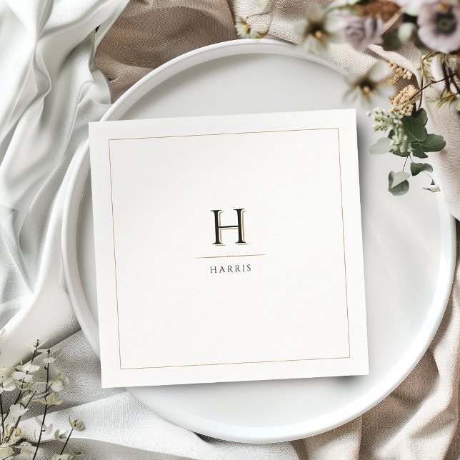 Serviette En Papier Simple Élégant Moderne Classe Monogramme de Famill (Simple Elegant Modern Classy Luxe Family Monogram Napkins)