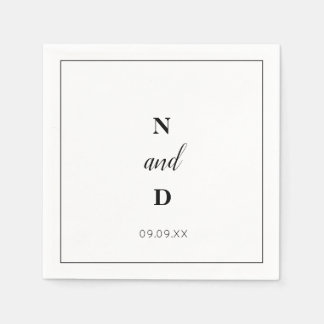 Serviette En Papier Simple Elegant moderne monogramme minimaliste mari