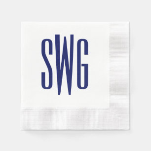 Serviette En Papier Simple Élégant Monogramme de 3 Lettres Initiales #